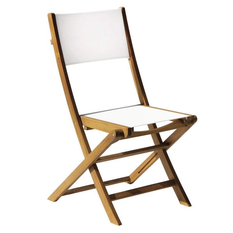 Set Di 2 Sedie Venturina In Acacia Pieghevole Con Textilene Senza Braccioli Moia