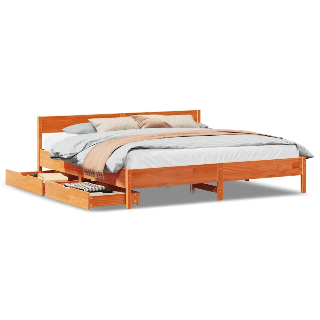 Letto senza Materasso Marrone Cera 200x200 cm in Legno di Pino 3301739