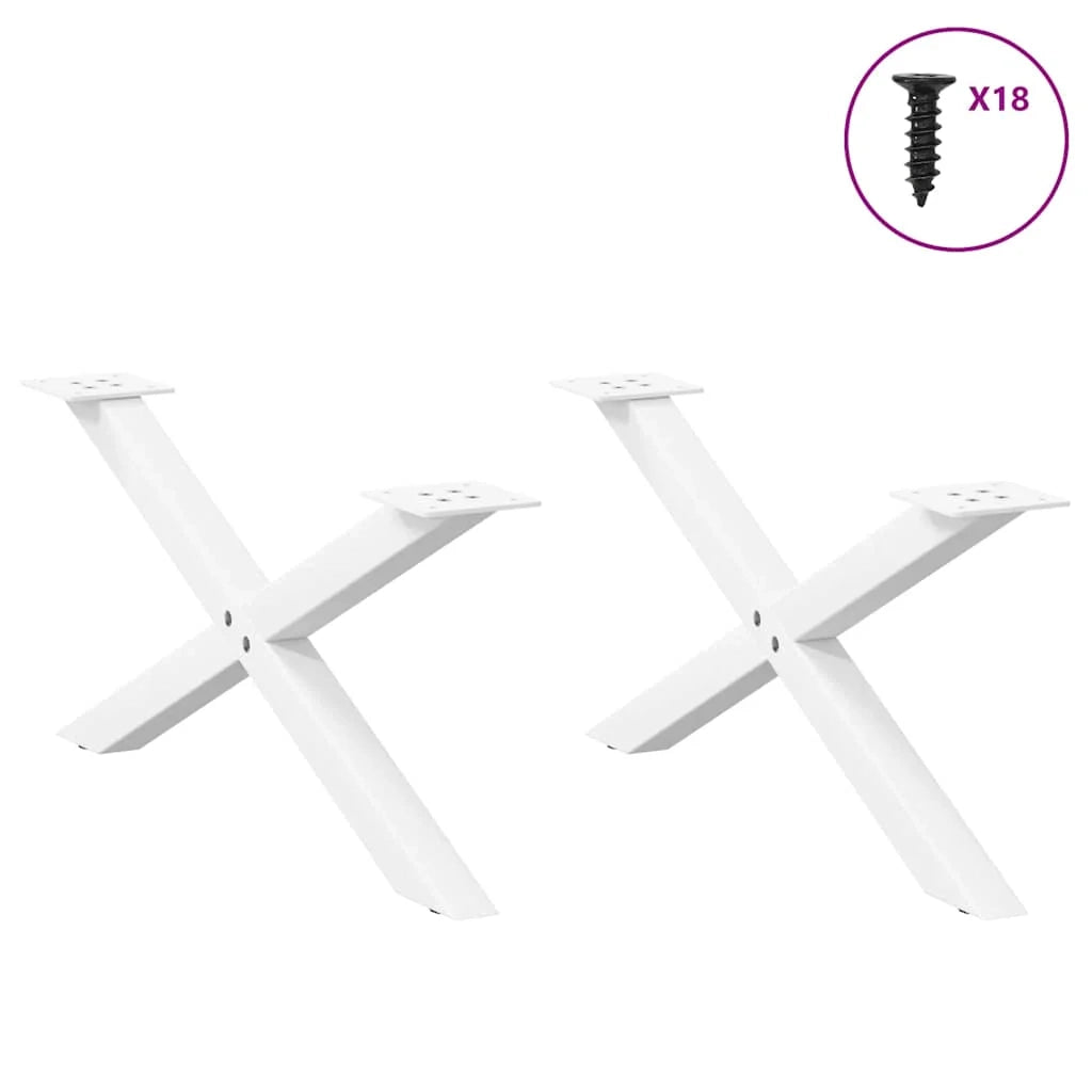 Set di 2 gambe per tavolino da caffè a forma di X 70 x 30 cm design moderno con piedini regolabili acciaio bianco 02_0057160