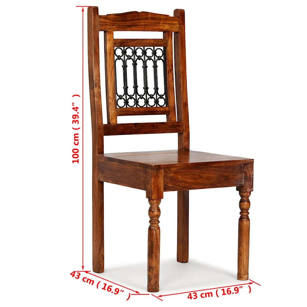 Sedie da Pranzo Classiche 2 pz in Legno Massello Finitura Ambra 245644