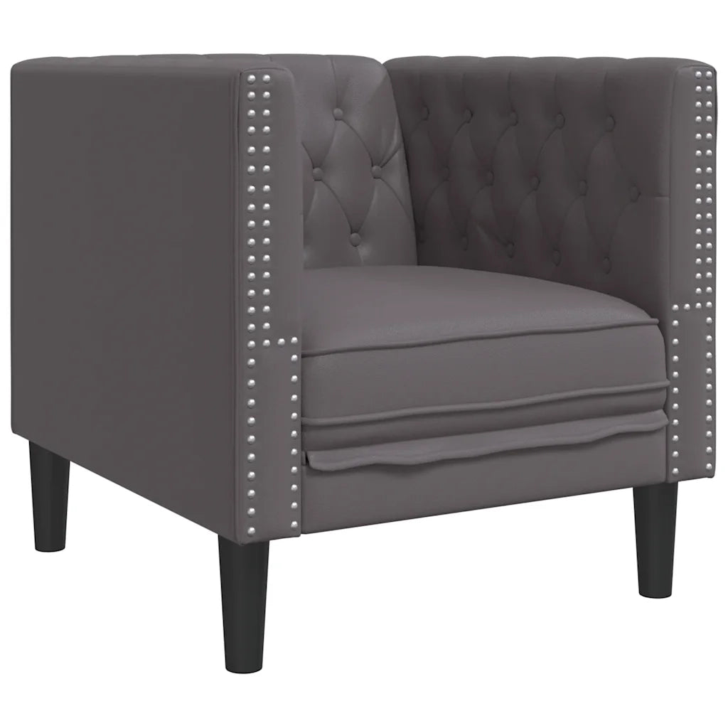 Divano Sedia-Poltrona Chesterfield Grigia in Similpelle