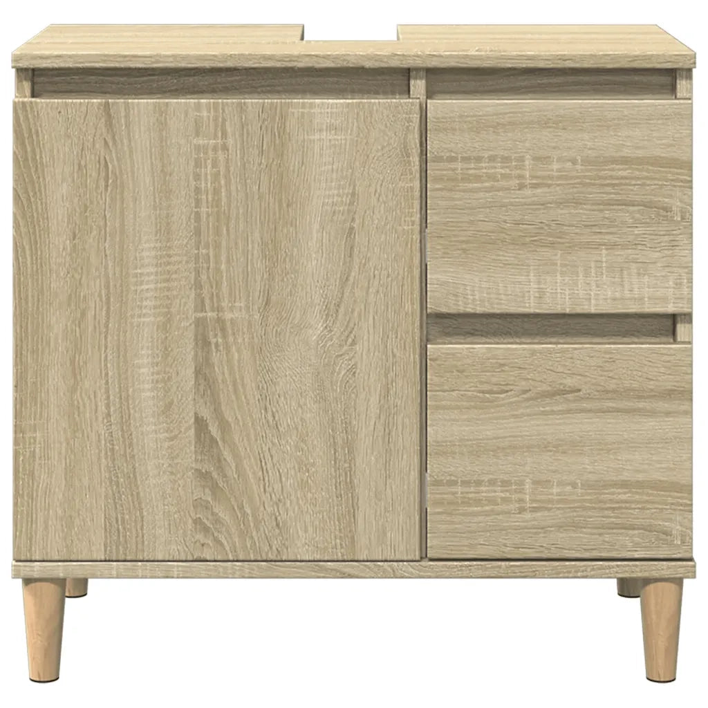 Mobile da bagno con cassetti dal design moderno 65 x 33 x 60 cm realizzato in legno ingegnerizzato di rovere Sonoma 02_0049507