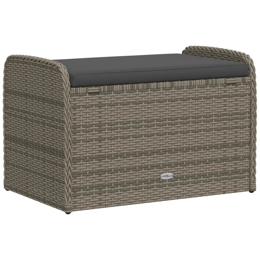 Cassapanca con Cuscino-Baule-Panca con ContenitoreGrigia 80x51x52 cm in Polyrattan