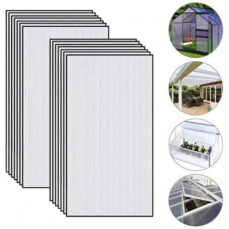 Set 14 pezzi in policarbonato resistente ai raggi UV per serre da giardino (605 x 1210 x 4 mm)