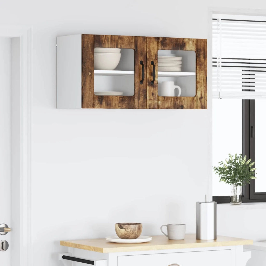 Mobile in vetro da parete LUCCA 2 pcs Rovere Fumo