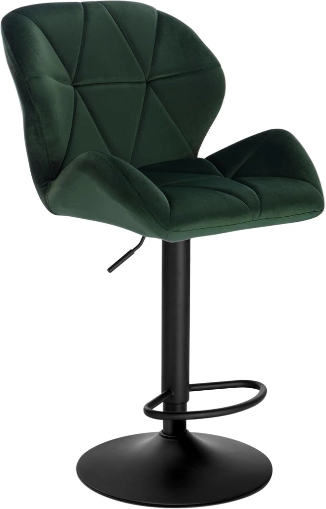 1X Sgabello da Bar con Schienale Sedia Imbottita Regolabile in Altezza Lift Gas Tessuto Velluto Grigio Scuro BH139dgr-1