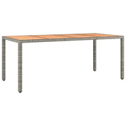 Tavolo Giardino | Tavolino da esterno Piano Legno Grigio Polyrattan e Massello Acacia