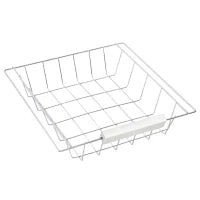 Carrello da Cucina Multiuso con 2 Cassetti, 2 Ripiani e 2 Cesti, in Legno di Pino, 74x37x76 cm, Bianco