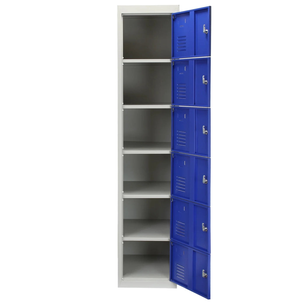 3 Armadietti da Montare con 6 Porte Blu Acciaio per Scuole Palestre Spogliatoi