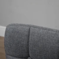 Set 2 Sgabelli da Bar con Schienale e Poggiapiedi, Seduta Imbottita in Tessuto e Gambe in Legno, 41.5x47x97.5, Grigio