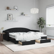 Divano Letto Estraibile con Cassetti-Sofa Letto-Daybed Nero 90x200 cm in Velluto 405637