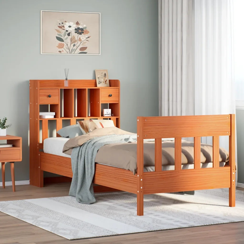 Letto senza Materasso Marrone Cera 75x190 cm in Legno di Pino 3323286