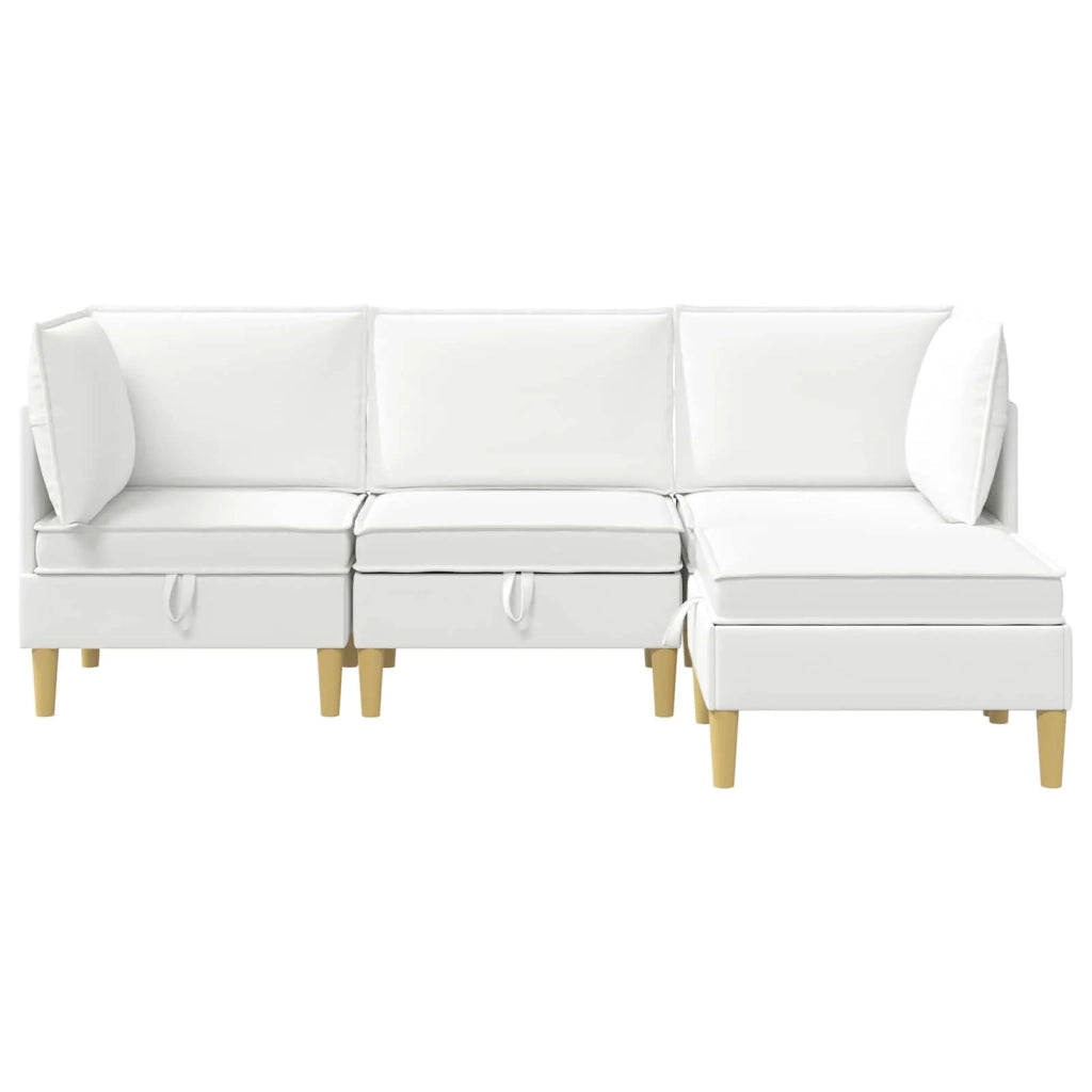 Set di mobili per il soggiorno con cuscino 4 pcs Bianco Tessuto 3413720