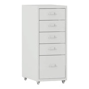 Cassettiera per ufficio mobile portadocumenti raccoglitori e materiale per ufficio su ruote con 5 cassetti 69 x 28 x 41 cm bianco 03_0006328