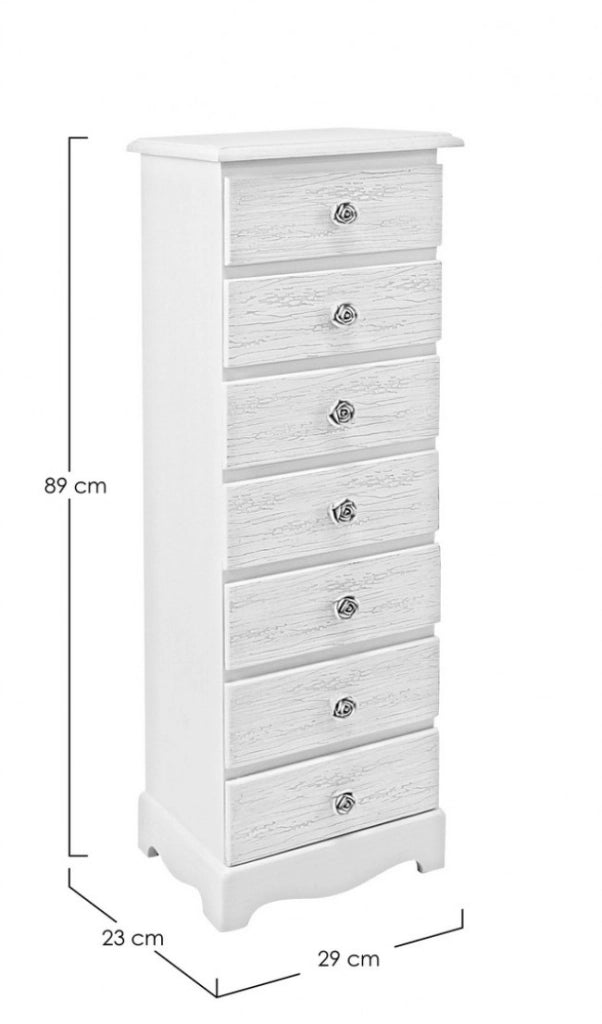 Cassettiera 7 Cassetti Legno Bianco Stile Classico da Interno - BLAINE