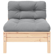 Divano Centrale da Giardino con Cuscini-Sofa Modulare-Divanetto da esterno Grigio Massello di Pino