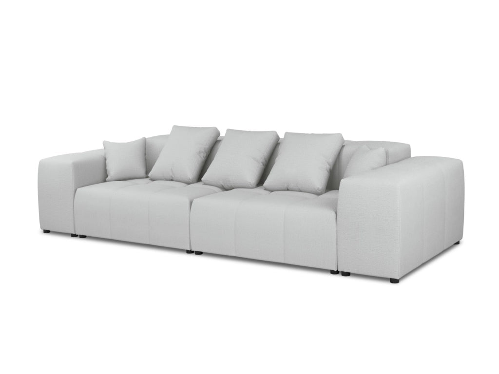 Cosmopolitan Design - Divano modulare "Rome" 3 posti in tessuto strutturato grigio chiaro 
