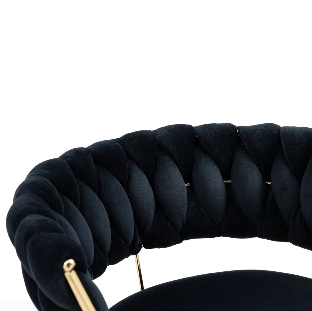 Sgabello bar girevole 360° regolabile in velluto nero con base oro