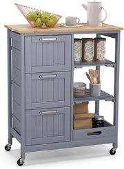 Carrello da cucina su ruote, armadio da cucina con piano di lavoro, isola mobile in legno, carrello da servizio, carrello da cucina con cassetto, carrello da cucina 67 x 37 x 83,5 cm (grigio)