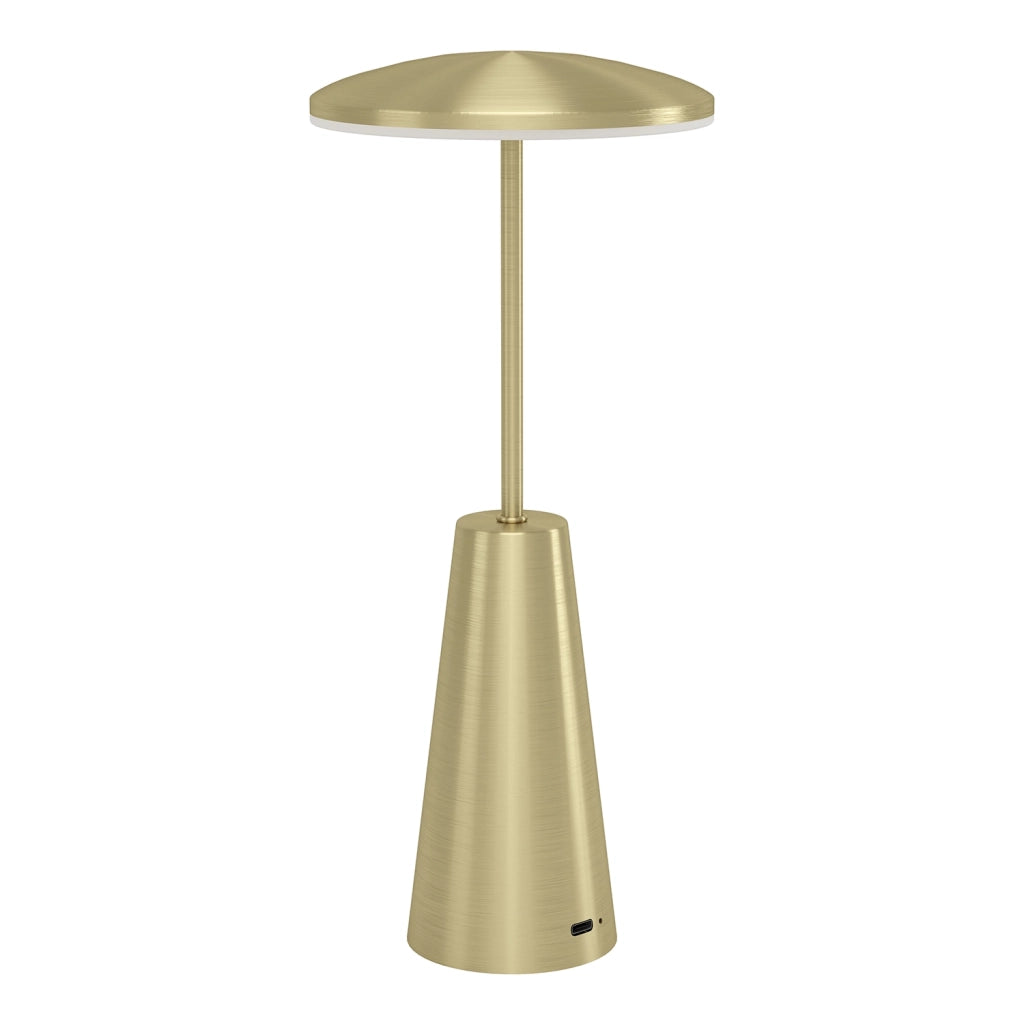 Lampada Da Tavolo Moderna Piccola Acciaio Ottone Spazzolato Led Integrato 2,8W