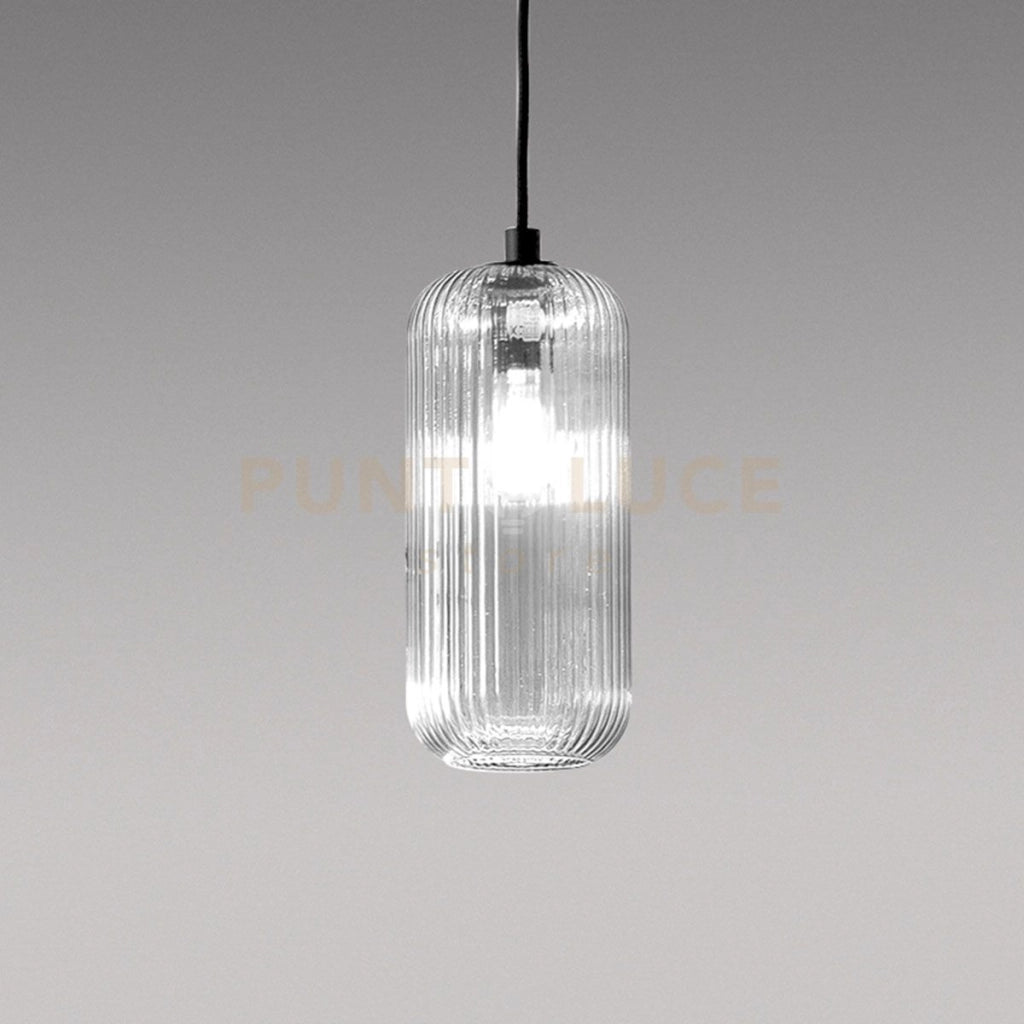 RAIKA V/P - VETRO SOFFIATO TRASPARENTE CON DECORAZIONE COSTE VERTICALI D.12,3CM