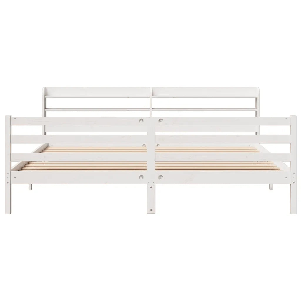 Giroletto con Testiera senza Materasso Bianco 200x200 cm