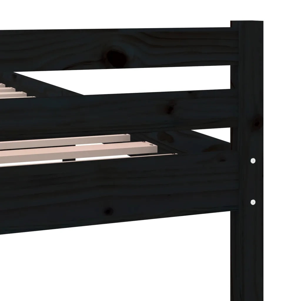 Letto matrimoniale | Letto per adulti | Giroletto Nero in Legno Massello 200x200 cm