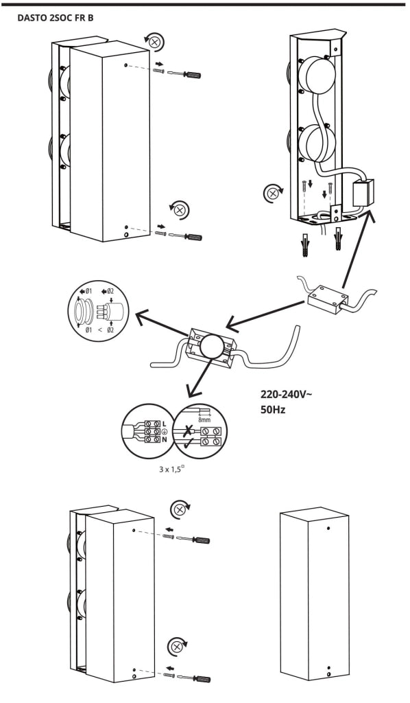 Paletto giardino elettrico 2 prese IP44 inox Kanlux 36585