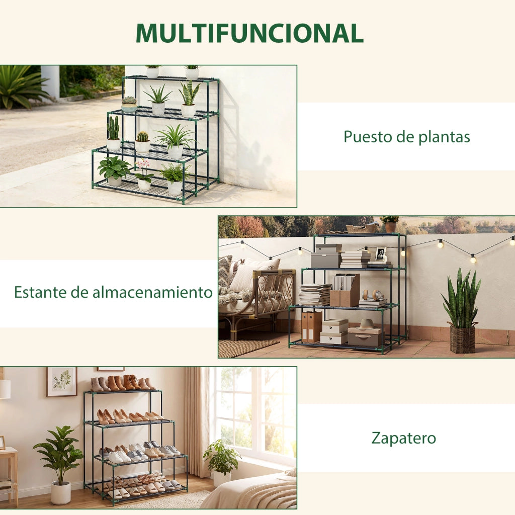 Soporte per Piante a Livelli 4 ¨C zephmum ¨C Verde Metallico 100x30x100