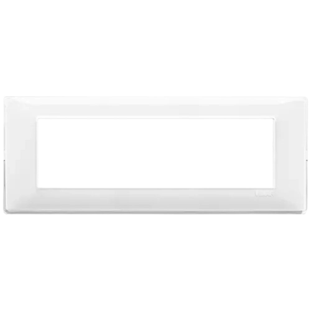 Placca vimar modello plana 7 moduli tecnopolimero 14657 *** colore reflex neve, confezione 1