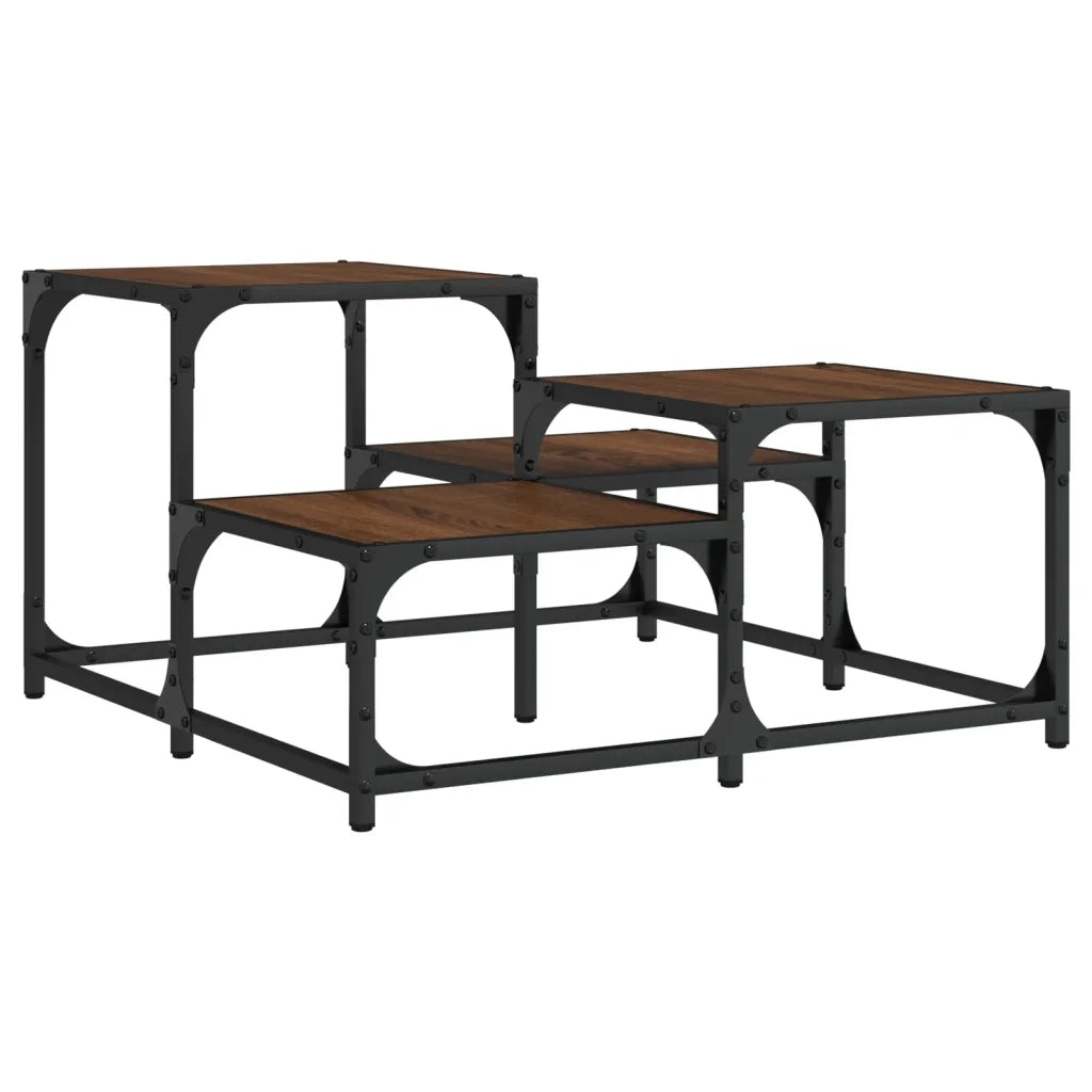 Tavolino da Salotto-Tavolino da soggiorno-Tavolo Rovere Marrone 68x68x40cm Legno Multistrato