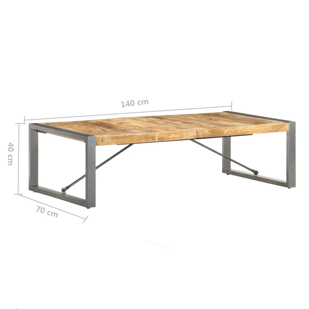 Tavolino da Salotto 140x70x40 cm in Legno di Mango Grezzo 321587
