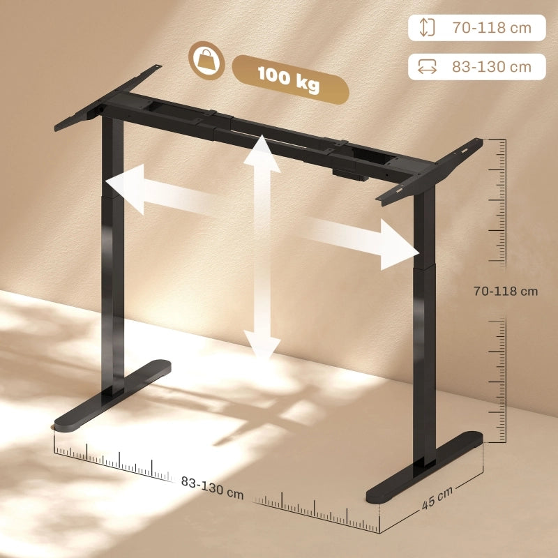 TELAIO SCRIVANIA Regolabile in altezza elettrico 70-118 cm Nero Acciaio