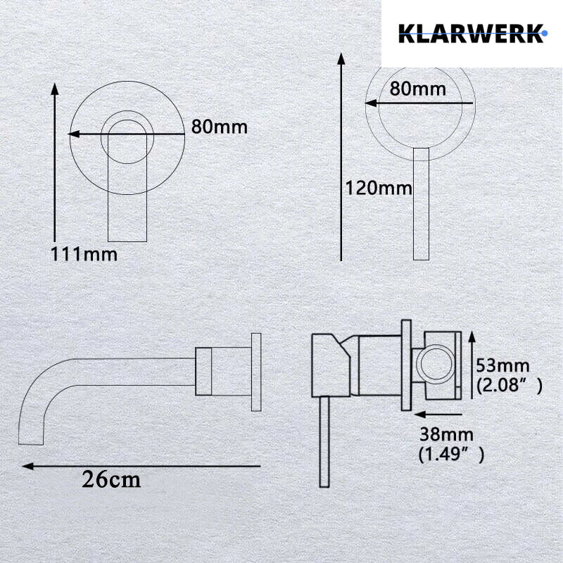 NAVIS | Rubinetteria da bagno montaggio a parete Ottone spazzolato in 2 parti | Miscelatore semplice in acciaio inox rubinetto per hotel  gastronomia