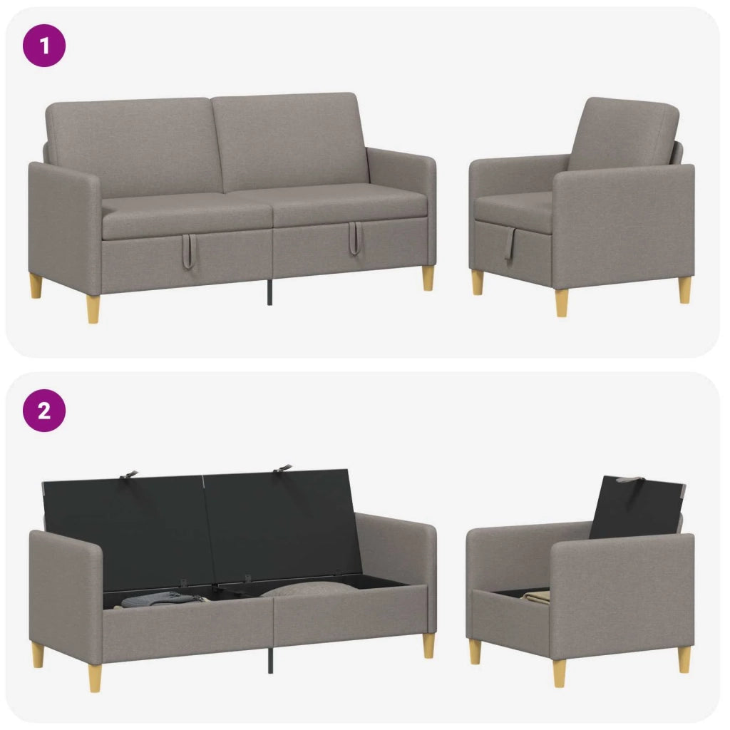 Set di Divani con Storage 2 pz Tortora Poliestere 3429210