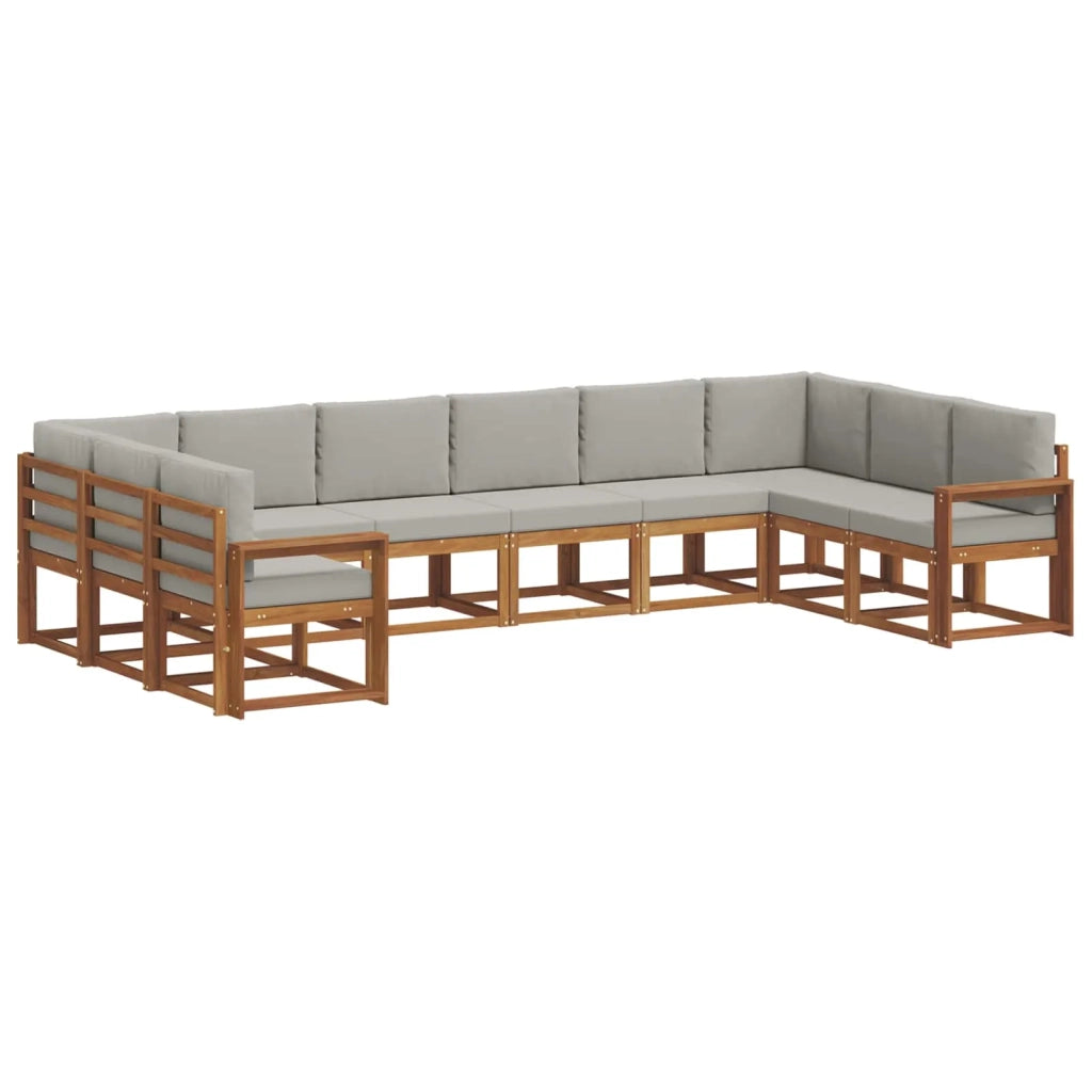 Set di divani da esterno 10 pcs Grigio Naturale e Chiaro 3367059
