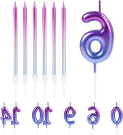 Candela per compleanni numero 6 - decorazione 3D a gradiente viola - per compleanni, matrimoni, feste - adatta anche per la festa di laurea.