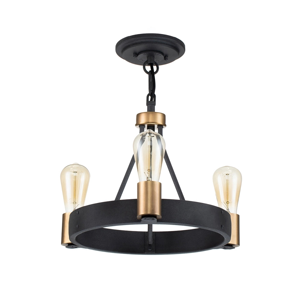 Lampadario Industrial Nordico Silas Acciaio Zinco Antico Ottone 3 Luci E27
