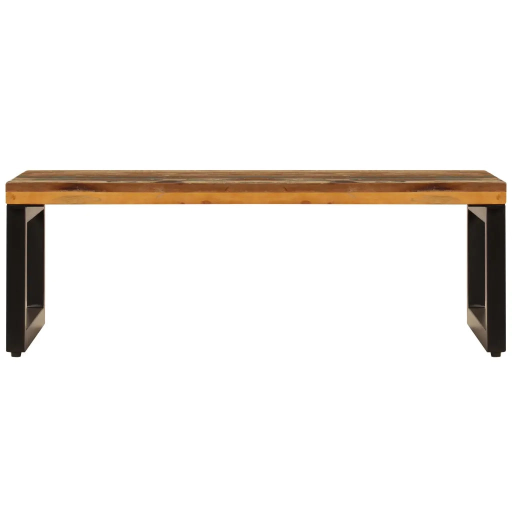 Tavolino da Salotto 100x50x35 cm Massello di Recupero e Acciaio 247338