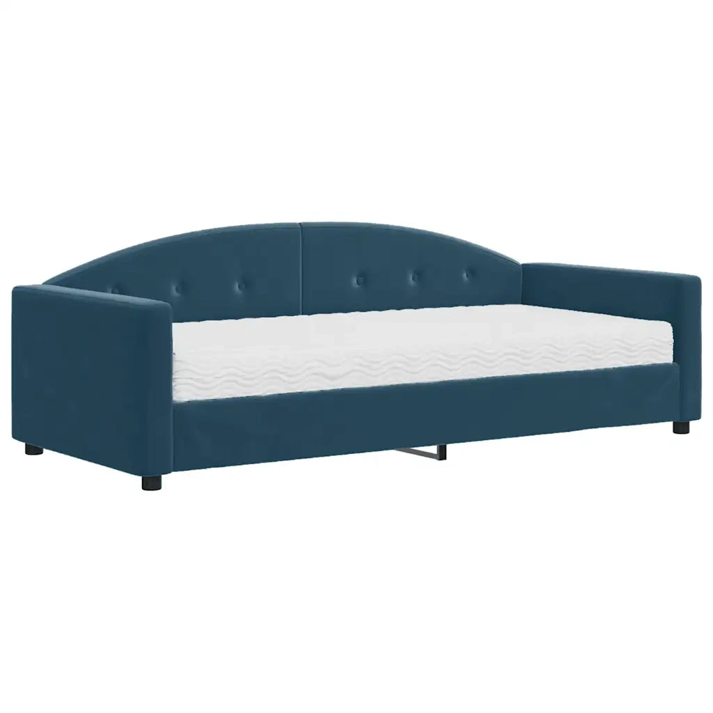 Divano Letto con Materasso Blu 90x200 cm in Velluto