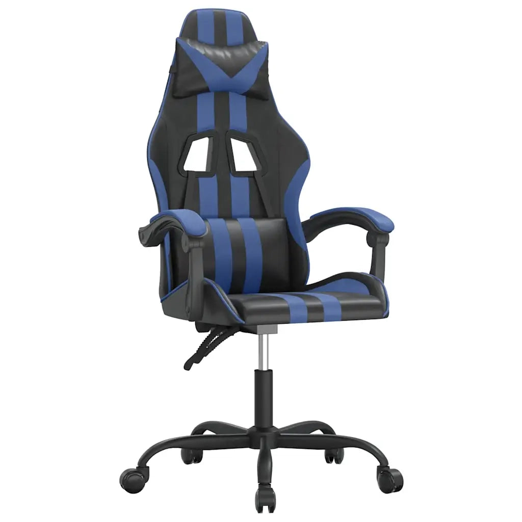Sedia da Gaming | Sedia da e-sports Girevole Nero e Blu in Similpelle