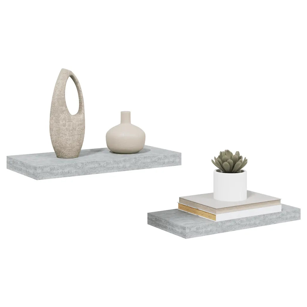 Scaffali a Parete 2 pz Grigio Cemento 50x23x3,8 cm in MDF 326595