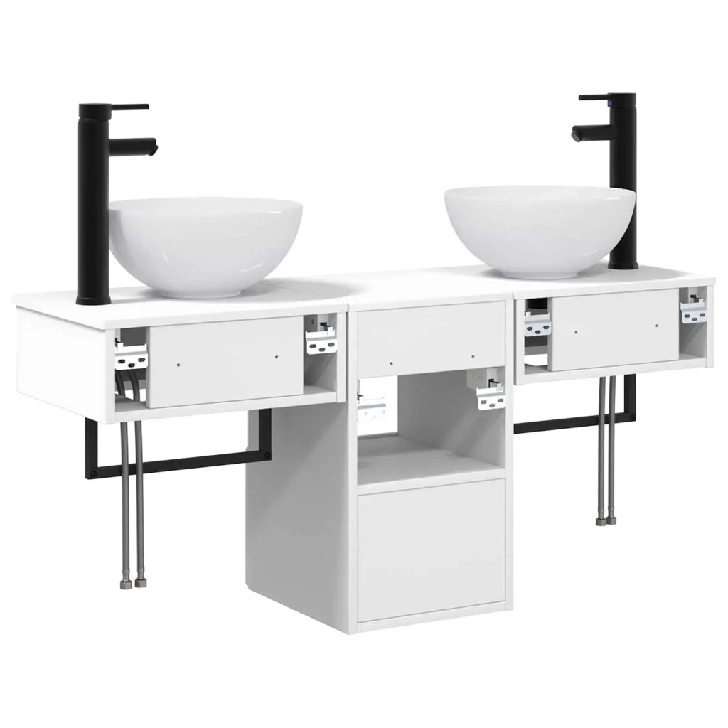 Set di mobili per il bagno 3 pz Bianco Lucido 3405581