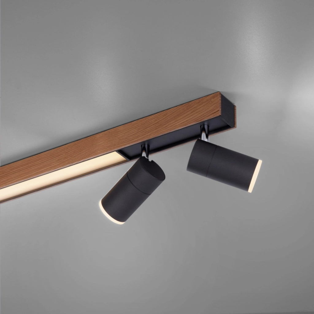 Plafoniera barra legno/nero 5 spot LED 25W Paul Neuhaus
