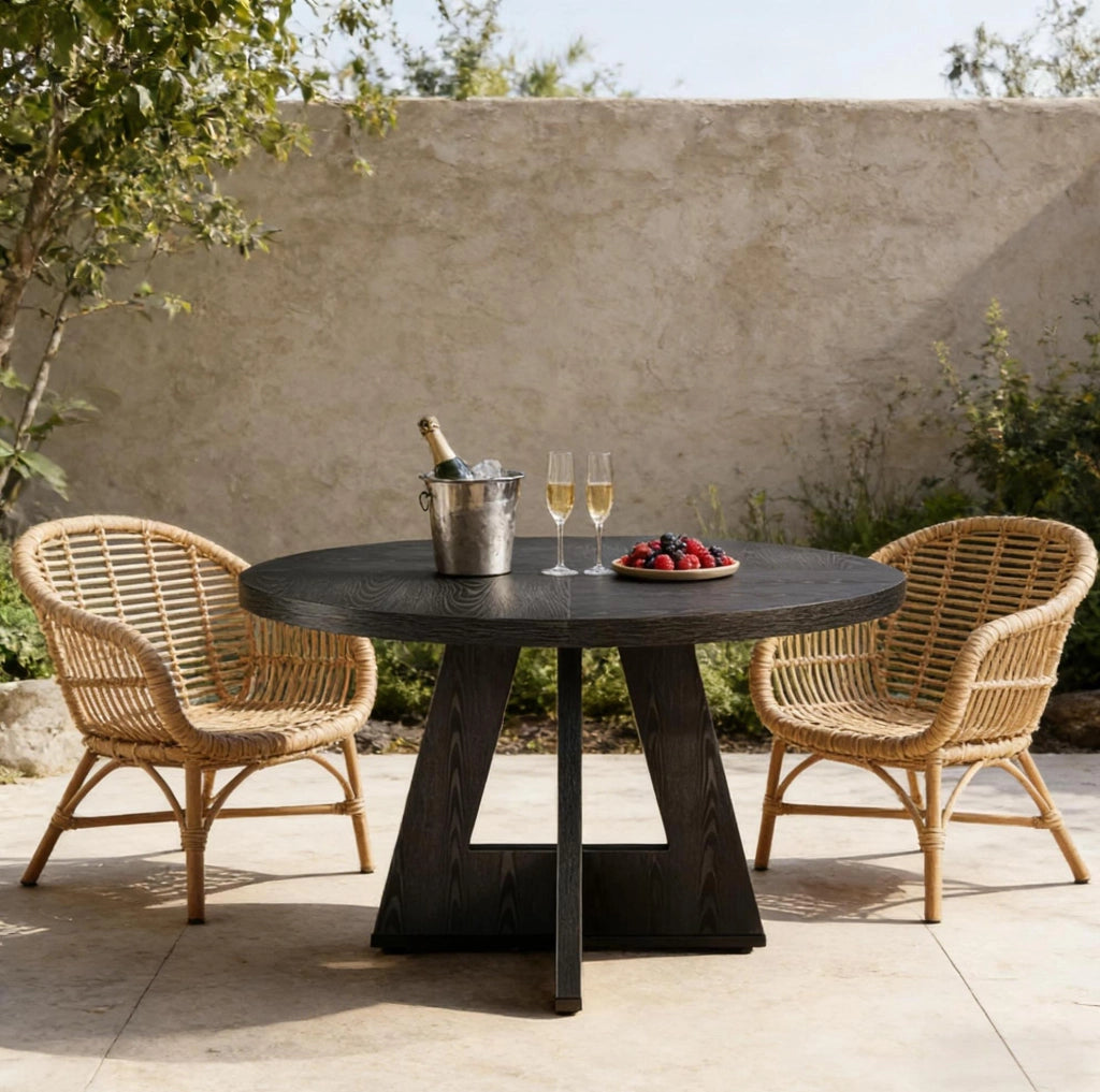 Tavolo da pranzo rotondo ? 120 cm in legno ingegnerizzato; nero