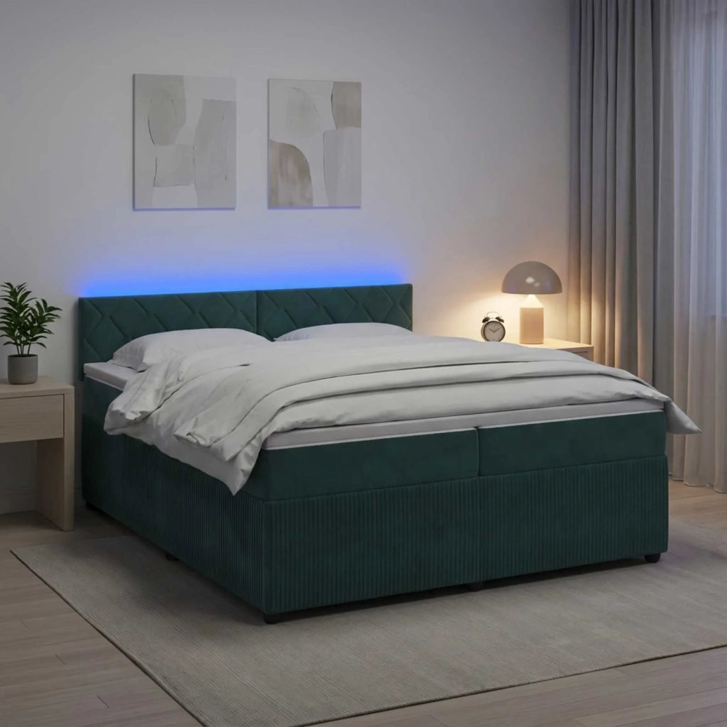 Letto box spring con materasso Verde Scuro 200 x 200 cm Velluto 3453218