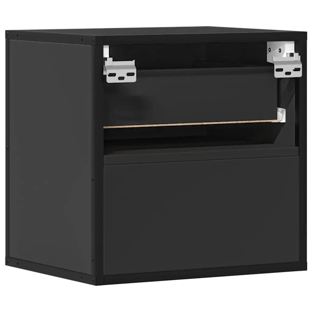 Comodino | Armadio da Notte | Mobiletto da notte a Muro Nero 40x31x39,5 cm