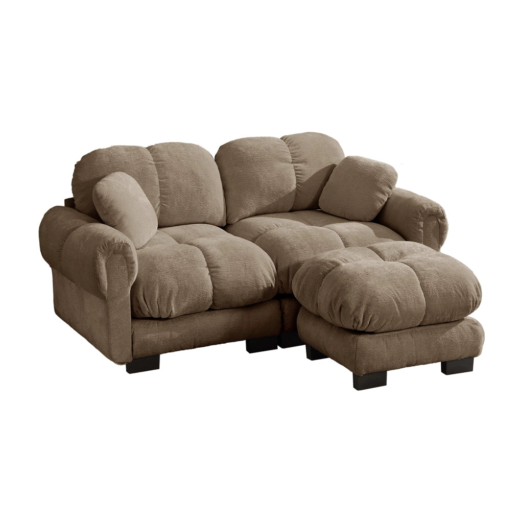 Divano modulare angolare in ciniglia 190x149x90 cm marrone