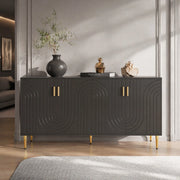 CASSETTIERA L 152 x P 40 x H 75 cm Nera in MDF con dettagli oro