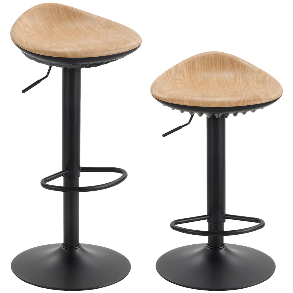 Sgabello da Bar Regolabile con Poggiapiedi e Base Rotante 360¡ã ¨C Zephmum ¨C Legno di Quercia, Acciaio